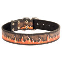 Bemaltes Leder Halsband Flamme Bemaltes Leder Halsband Flamme