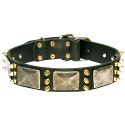 Hundehalsband Leder mit Nieten und Platten Hundehalsband Leder mit Nieten und Platten