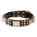 Hunde Halsband Leder mit Platten und Nieten Hunde Halsband Leder mit Platten und Nieten