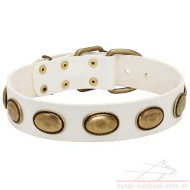 Halsband Weiß Mit Vintage Messingplatten ✳ ✴ ✳ ✴ Halsband Weiß Mit Vintage Messingplatten ✳ ✴ ✳ ✴