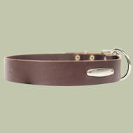 Hundehalsband leder mit Stahl vernickelt ID-Tag Hundehalsband leder mit Stahl vernickelt ID-Tag
