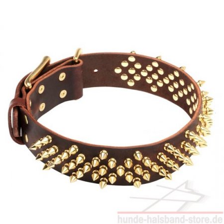 Messing Spikes Leder Halsband ausgezeichnet