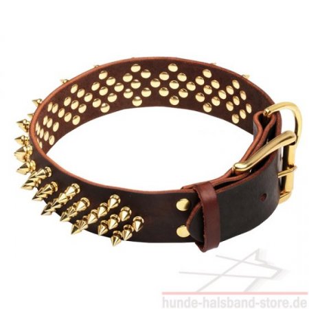 Messing Spikes Leder Halsband ausgezeichnet