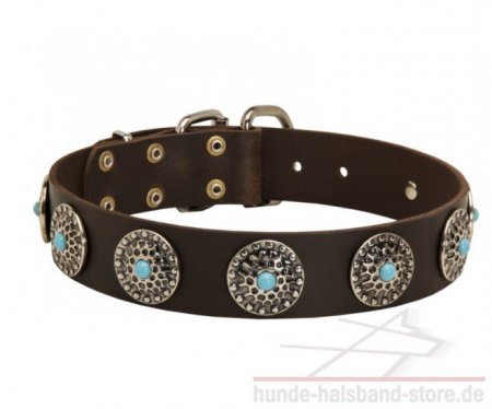 Bestseller-Halsband mit Blauen Steinen für Bordeauxdogge