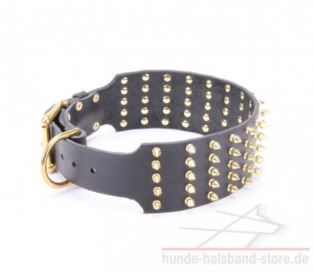 Bestseller Hundehalsband Leder Extra Breit mit Spikes für Bordeauxdogge