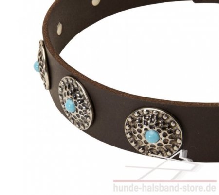 Bestseller-Halsband mit Blauen Steinen für Bordeauxdogge