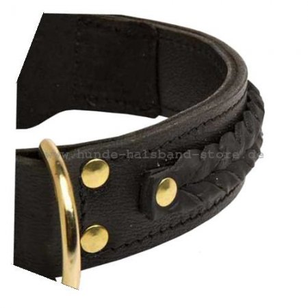 Bestseller Hundehalsband Leder für Rottweiler, geflochtenes Superhalsband