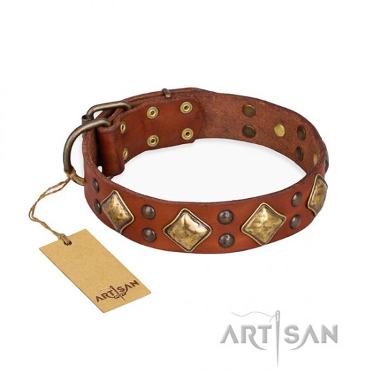 Lederhalsband in Tan Farbe "Flight of Fancy" von FDT Artisan