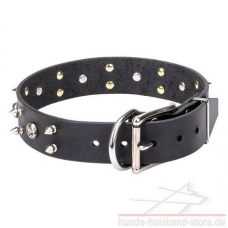 Rocker Stil Hunde Halsband aus Leder