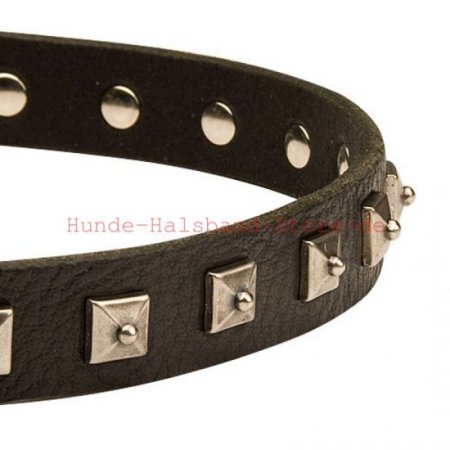 Raupe Lederhalsband mit quadratischen Nieten, 25mm