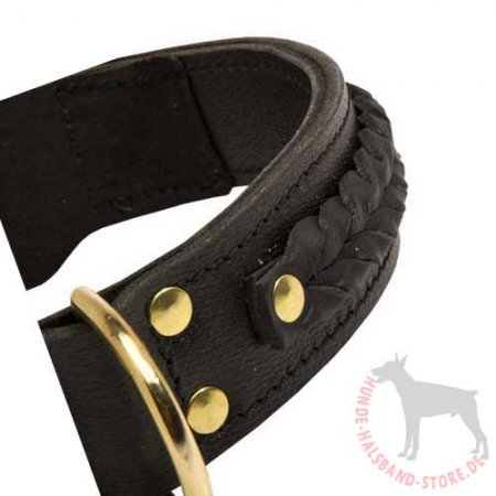 Bestseller Hundehalsband Leder für Rottweiler, geflochtenes Superhalsband