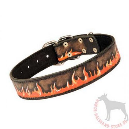 Lederhalsband mit Flamme Design