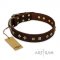 Originelles Hundehalsband braun "Fashion Studs" von FDT Artisan