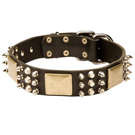 Staffordshire Bullterrier Bestseller Halsband mit Spikes Pyramiden