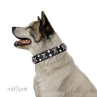 Akita Inu originelles Rock'N'Roll Lederhalsband von FDT Artisan