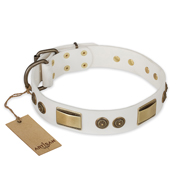 "Golden Avalanche " weißes Lederhalsband von Artisan FDT "Golden Avalanche " weißes Lederhalsband von Artisan FDT