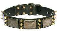 Edles Halsband mit massiven Schildern und Spikes