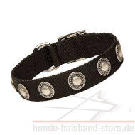 Hundehalsband für Große Hunde aus Nylon mit Silber Konchen ❺