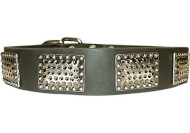Exclusive Leather Dog Collar With Vintage Plates