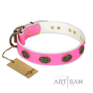 Pinkes Lederhalsband originelles Design