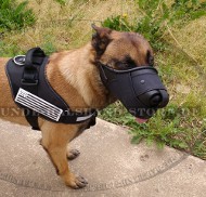 Malinois bequemer Maulkorb aus Leder und Nylon