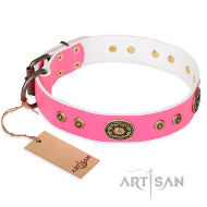 Halsband in Pink  mit Messing Schmuck