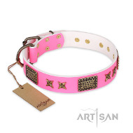 Pinkes Leder Hundehalsband Tender Pink