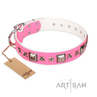 Pinkes Designer Lederhalsband 