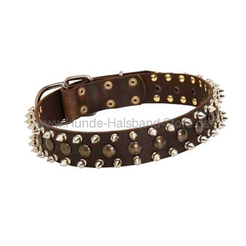 Hundehalsband mit Spikes breit