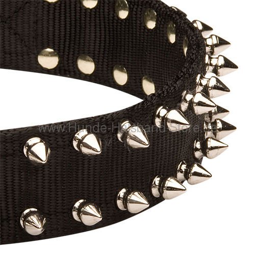 Hundehalsband aus Nylon mit Spikes 