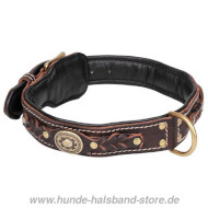 Luxus Hundehalsband aus Leder, Flechten und Goldmessing!