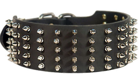 Extra wide spiked 3 inch dog collar 