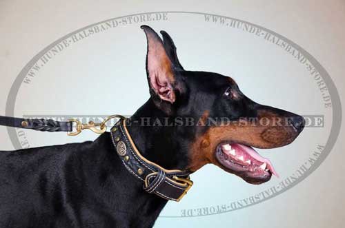 Hunde Halsband Leder für Dobermann, Hundehalsband Geflochten - zum Schließen ins Bild klicken