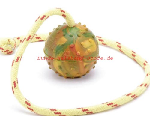 Gummiball mit Schnur mit 6 cm Durchmesser - zum Schließen ins Bild klicken