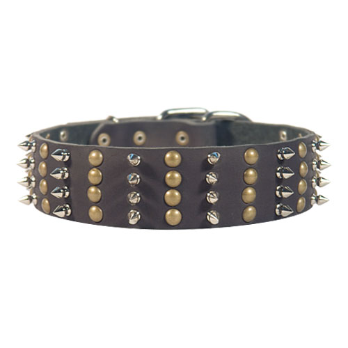 best Leather dog collar with spikes and pyramids for your dog