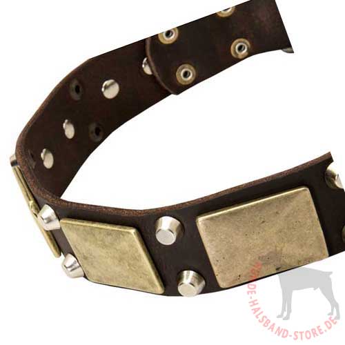 Studded Dog Collar with Massive Plates and Pyramids 