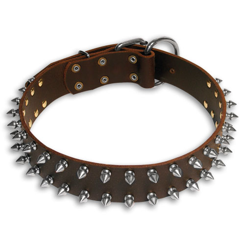 big leather spiked dog collar,black,brown spiked collar 