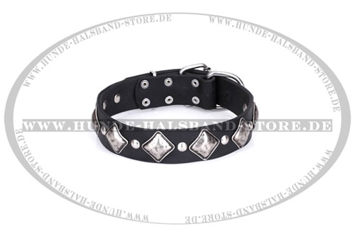 "Silver Charm" FDT Artisan Lederhalsband mit Rhomben und Nieten