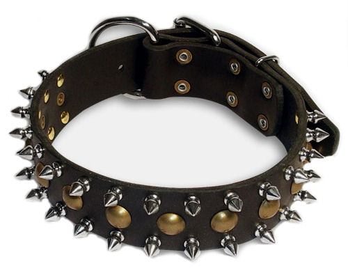 Designer leather spiked dog collar for Mastiff or - dogs wth big neck