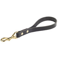 Short dog leather leash with handle